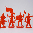 Солдатики из пластика Пешие половцы 54 мм (8 шт, красный цвет, в кор), Воины и битвы