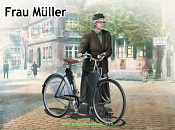 Сборные фигуры из пластика MB 35166 Фрау Мюллер. Женщина и женский велосипед, Европа, период ВМВ (1/35) Master Box - фото