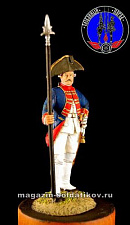 Сборная миниатюра из металла Унтер-офицер мушкетерского Цеге фон Мантейфеля полка с 1756 по 1761г, 1:30, Оловянный парад - фото