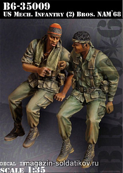Сборная миниатюра из смолы U.S. Mech Infantry(2) Bros. Nam`68, (1/35), Bravo 6