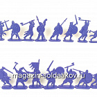 Солдатики из пластика Викинги. Игровой состав набора. Дружина ярла (16 шт, фиолетовый) 52 мм, Солдатики ЛАД