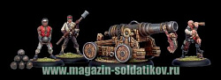 Сборная миниатюра из металла PIP 41043 Mercenary Privateer Commodore Cannon & Crew BOX Warmachine