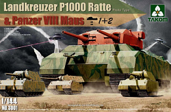 Сборная модель из пластика Сверхтяжелый танк Landkreuzer P1000 Ratte[Прототип] и танк Panzer VIII Maus (3 в 1)1/144Takom