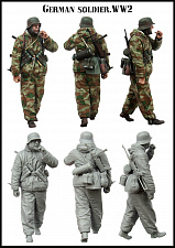 Сборная миниатюра из смолы ЕМ 35154 Немецкий солдат, 1/35 Evolution - фото