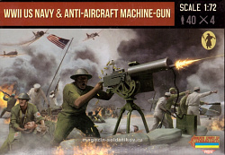 Солдатики из пластика WWII US Navy & Anti-Aircraft Machine-Gun (1/72) Strelets