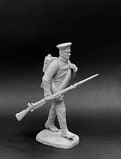 Сборная миниатюра из металла Русский мушкетер (или егерь) армейской пехоты на марше, 1812, 54 мм, Chronos miniatures - фото