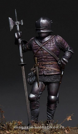 Сборная фигура из смолы Medieval European man-at-arms XVcentury, 75 mm. Mercury Models