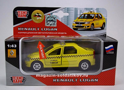 Масштабная модель в сборе и окраске Renault Logan Такси (свет+звук), Технопарк 1/43