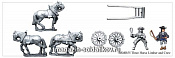 Фигурки из металла MB 55 Передок с упряжкой, 3 лошади, пушечный (28 мм) Foundry - фото