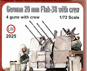 Солдатики из пластика LW 2025(2) WWII German 20mm Flak-38 with crew, 1:72, LW - фото