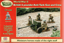 Солдатики из пластика British 6 pounder Anti-Tank Gun and Crew, 1:72, Valiant Miniatures