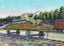 Сборная модель из пластика Железнодорожная платформа с танком БЕ-5 military UM technics (1:72)