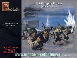 Солдатики из пластика Американские рейнджеры, День D, 6 июня 1944 г, 1:72, Pegasus
