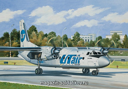 Сборная модель из пластика Пассажирский самолет Ан-24РВ Utair/Поляр Авиа (1/144) Восточный экспресс
