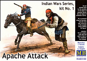 Сборные фигуры из пластика MB 35188 Апачи. Атака, индейские войны, набор №1 (1/35) Master Box - фото