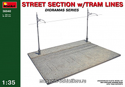 Сборная модель из пластика Фрагмент улицы с трамвайными колеями MiniArt (1/35)