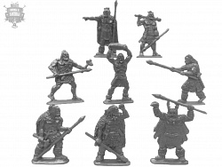 фигурки из пластика Неандертальцы, 54 мм ( 8 шт, цвет - серебряный, б/к), Воины и битвы