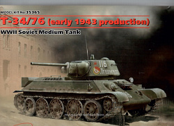 Сборная модель из пластика Т-34/76 (начало 1943 г.), Советский средний танк II МВ (1/35) ICM