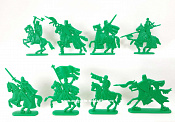 Солдатики из пластика Рыцари тевтонского ордена. Тяжкий XIII век (8 шт, зеленый) 52 мм, Солдатики ЛАД - фото