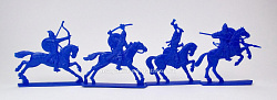 Солдатики из пластика Конные половцы, Выпуск 1, 54 мм (4 шт, синий цвет, в кор), Воины и битвы