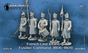 Сборная миниатюра из смолы Французская линейная пехота: командная группа фузилёр (в шинелях), 28 мм, Аванпост - фото