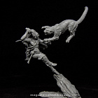 Сборная миниатюра из смолы Схватка индейца с пумой, 75 мм, Altores studio