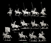 Миниатюра из металла Конные рыцари в движении, 15-16 вв, 30 мм, Berliner Zinnfiguren - фото