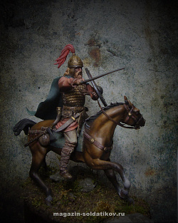 Сборная фигура из смолы Mounted germanic warrior, 75 mm. Mercury Models