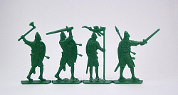 Солдатики из пластика Войско Гарольда Годвинсона, дополнительный набор (4 шт, зеленый) 52 мм, Солдатики ЛАД