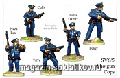 Фигурки из металла SV 65 Полицейские с дробовиками + 1 фигура (28 мм) Foundry - фото