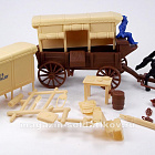 Солдатики из пластика Supply Wagon (brown) w/2 diff. (cream) tops, 1:32 ClassicToySoldiers