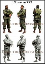 Сборная фигура из смолы ЕМ 35190 Американская пехота WWII, 1:35, Evolution - фото