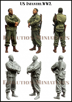 Сборная фигура из смолы ЕМ 35190 Американская пехота WWII, 1:35, Evolution