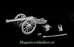 Сборная миниатюра из металла Французская 12-ти фунтовая пушка, Наполеоника, 28 мм, Berliner Zinnfiguren