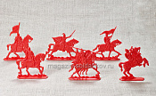Солдатики из пластика Русские конные витязи (6 шт, пластик, красный) Воины и битвы - фото