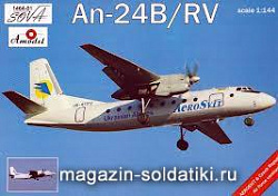 Сборная модель из пластика Антонов Aн-24Б/РВ авиалинии Украины/Чехии Amodel (1/144)