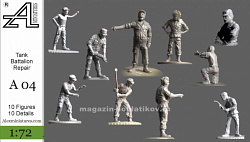 Сборные фигуры из смолы Танковый ремонтный батальон, 1:72, Alex miniatures