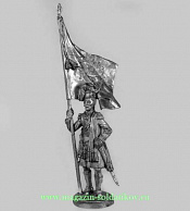 Миниатюра из олова Знаменосец шотландского 92-го полка Гордона, 1815 г., 54 мм, Россия - фото
