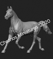 Сборная миниатюра из смолы Лошадь №16 - Немецкий рысак, 54 мм, Chronos miniatures - фото