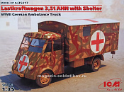Сборная модель из пластика Lastkraftwagen 3,5 t AHN с будкой, Германская военная машина скорой помощи IIМВ МВ (1/35) ICM - фото