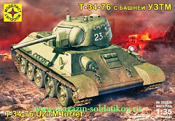 Сборная модель из пластика Советский танк Т-34/76 с башней УЗТМ, 1:35 Моделист
