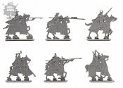 Солдатики из пластика Тевтонский орден. Конные рыцари (6шт, цвет - серый, б/к), Воины и битвы - фото