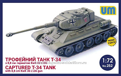 Сборная модель из пластика Трофейный танк T-34-76 с 88-мм пушкой KwK 36L/36, UM (1/72)