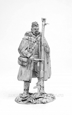 Миниатюра из олова 229 РТ Боец РККА с противотанковым ружьем, 54 мм, Ратник