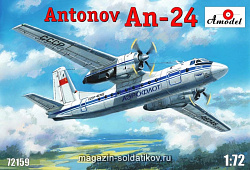Сборная модель из пластика Антонов Aн-24 Советский пассажирский самолет Amodel (1/72)