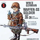 Сборная миниатюра из пластика FT 1 Немецкий солдат ВМВ и пулемет ZB-26, 1:12, FineMolds