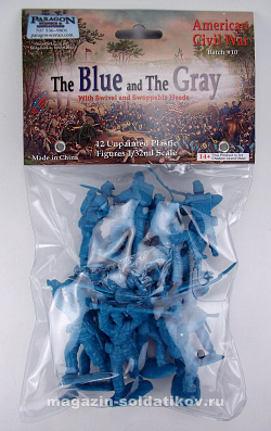 Солдатики из пластика Гражданская война в США, набор №1 (12 шт, цвет-голубой, серия 10), 1:32 Paragon
