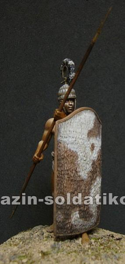 Сборная фигура из металла Heavy spearman (Mycenean) 1600 c.b.c., 54 мм, Alive history miniatures