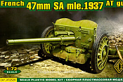 Сборная модель из пластика Французская противотанковая пушка 47 мм SA Mle 1937 ACE(1/72) - фото