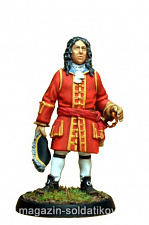 Сборная миниатюра из металла Полковник. Гвардия. Англия. 1704 г (40 мм) Драбант - фото